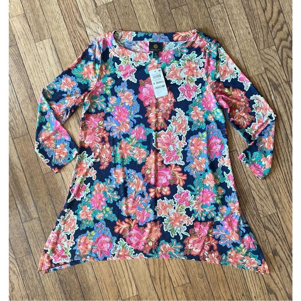 JM Collection Jacquard Knit XS Floral Top New
